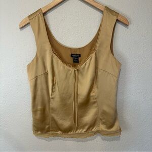 Vintage Beliza Gold 100% Silk Sleeveless Tank Top